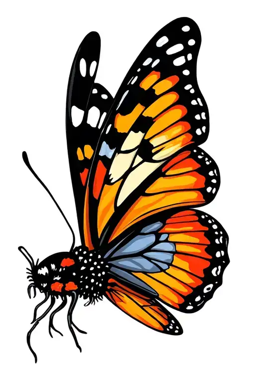 butterfly flying tattoo design idea