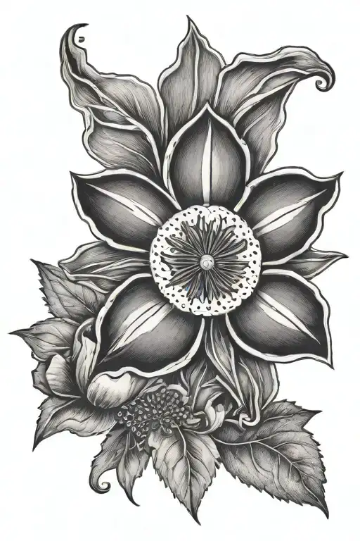 1925 nautical star with poppy flower growing slowly tattoo design idea