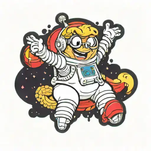 sandy cheeks from SpongeBob as a pin up girl standing in her space suit tattoo design idea