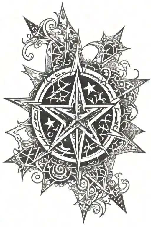 chaos star with ornament tattoo design idea