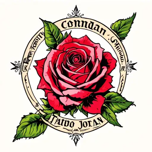 gemini zodiac sign and a rose and Jordan name written tattoo design idea
