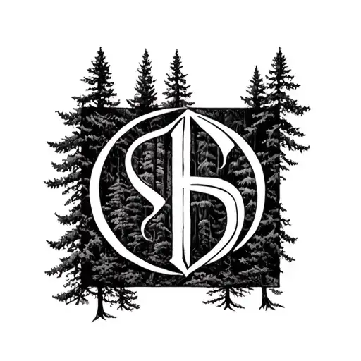 alphabets Sravani in a forest tattoo design idea