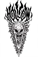 "HOLLOW" dark souls bonfire tattoo design idea