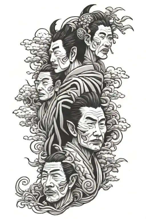 japanse 3 faces proverb tattoo design idea