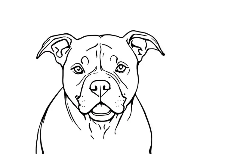 the happy face and shoulders of a red nose pitbull in honor of the dogs I have loved and lost. tattoo design idea