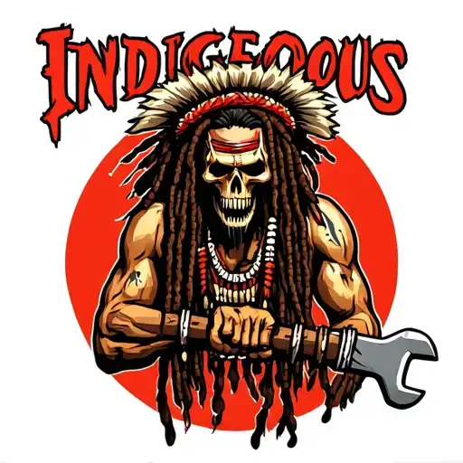 "Indigenous Plumbing " "Indigenous Plumbing " "Indigenous Plumbing " gangsta dread locks Native American holding wrench tattoo design idea