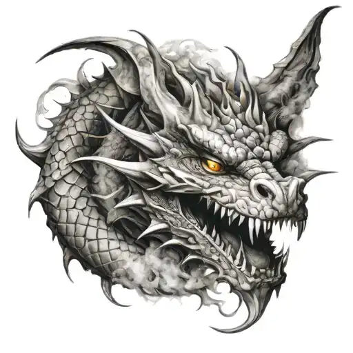 dragon wrapped in smoke  tattoo design idea