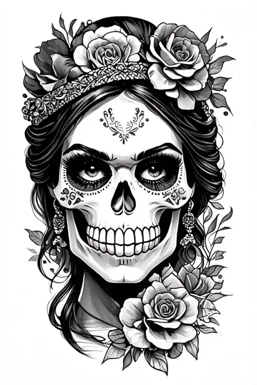 candy skull chicano gangster woman style sleeve tattoo tattoo design idea