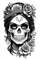 candy skull chicano gangster woman style sleeve tattoo tattoo design idea