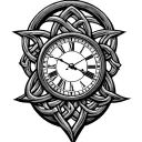 Celtic trinity knot clock face tattoo design idea