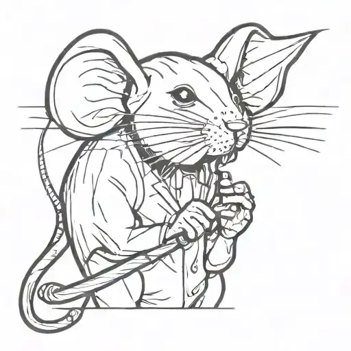 mouse talking on the phone tattoo design idea