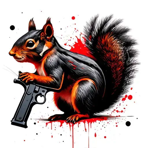 squirrel and gun tattoo design idea
