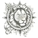 lion and compass  tattoo design idea
