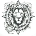 lion and compass  tattoo design idea