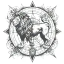 lion and compass  tattoo design idea