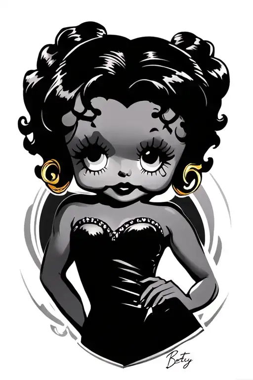 Betty boop tattoo in black grey tattoo tattoo design idea
