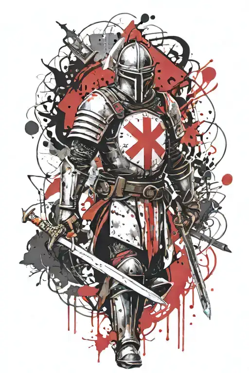 knights Templar warrior tattoo design idea