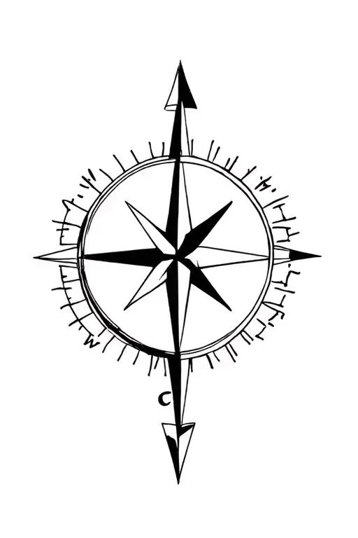 Compass with arrow tattoo design idea