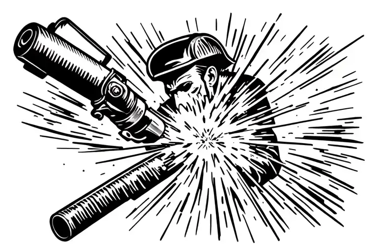 Old School pipe welder tattoo design idea