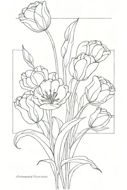 bouquet tulips bluebells roses growing tattoo design idea