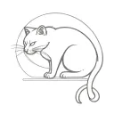 one line drow cat playing with ball of wool playing tattoo design idea