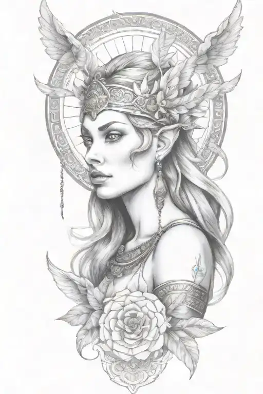 freya goddess tattoo design idea