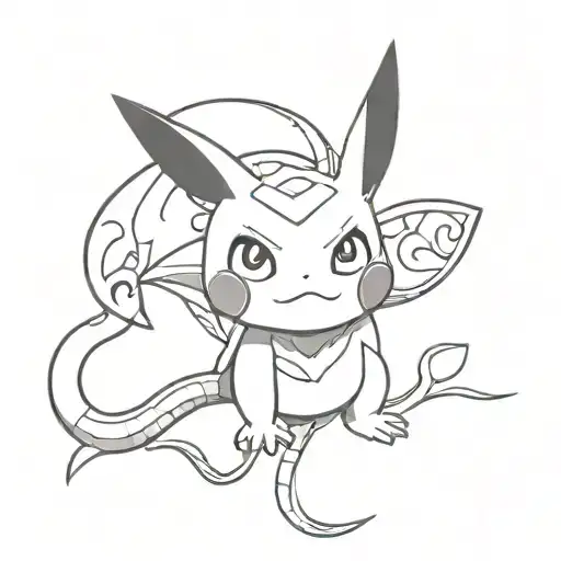 Men’s realism black and white style full arm sleeve tattoo featuring Pokémon. pikachu, Gyarados, Magikarp, Bulbasaur tattoo design idea