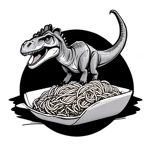Brontosaurus in a spaghetti taco tattoo design idea