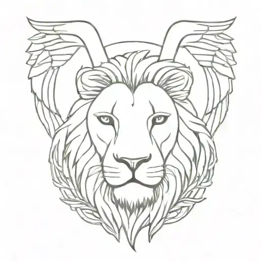 Lion and angels wings tattoo design idea