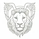Lion and angels wings tattoo design idea