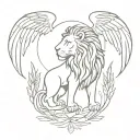 Lion and angels wings tattoo design idea