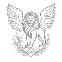 Lion and angels wings tattoo design idea