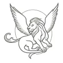Lion and angels wings tattoo design idea