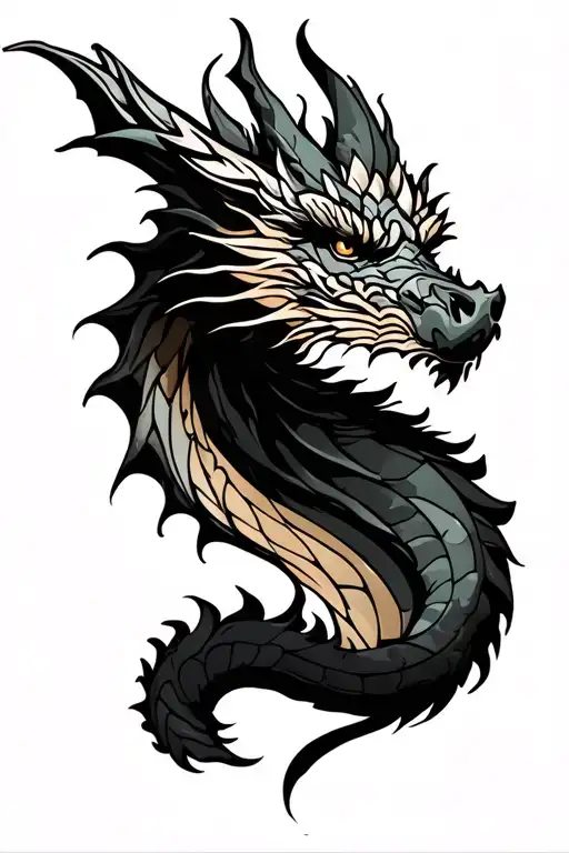 Nordic and tribal dragon tattoo design idea