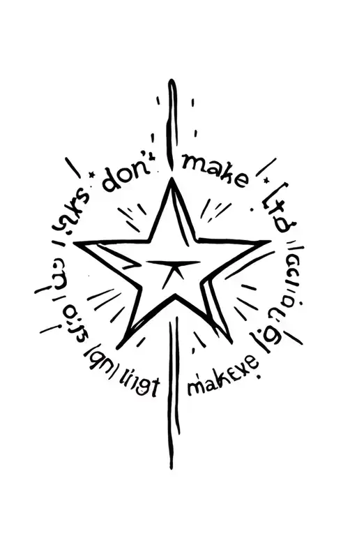 "Stars don’t make light" small star, light streak. tattoo design idea