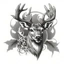 deer head emerging tattoo design idea