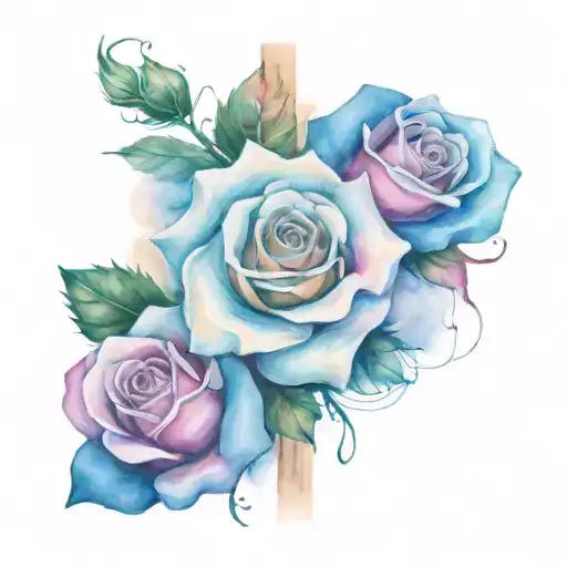 Cross and Rose wrapped tattoo design idea