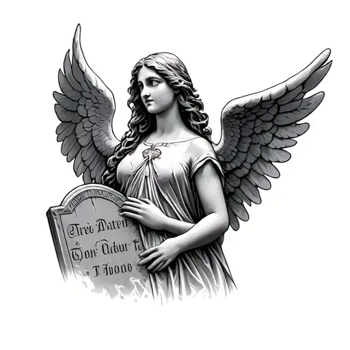 angel and tombstone  tattoo design idea
