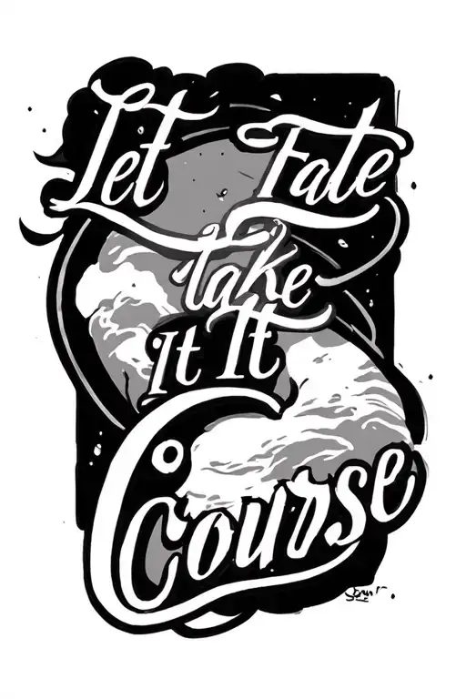 design me a tattoo of "Let Fate Take It Course" on my inner left bicep tattoo design idea