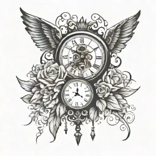 In God's perfect timing with a clock surrounded tattoo design idea