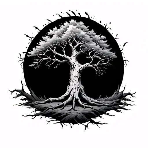 bare tree tattoo design idea