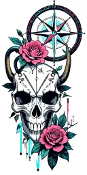 American Southwest, Sunset, Cactus, Desert Roses, Compass, Dreamcatcher, Snake, Longhorn tattooed skull, Prickly Pear tattoo design idea