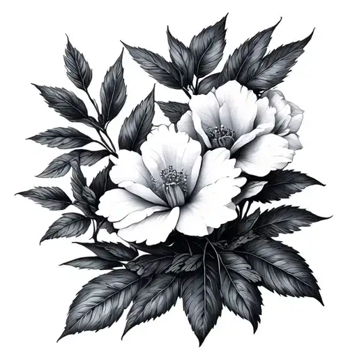 fine line  botanical illustration tattoo design idea