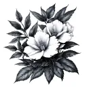 fine line  botanical illustration tattoo design idea