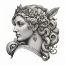 Greek god Aphrodite surrounded tattoo design idea