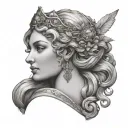 Greek god Aphrodite surrounded tattoo design idea