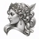 Greek god Aphrodite surrounded tattoo design idea