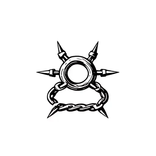 a small (1 square inch) tattoo of a chain-ring (multiple links) with spikes tattoo design idea
