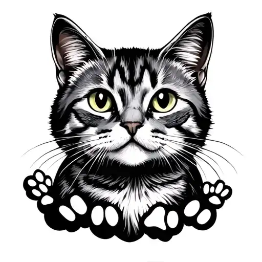 memorial grey cat tattoo paw print cat on cloud  tattoo design idea