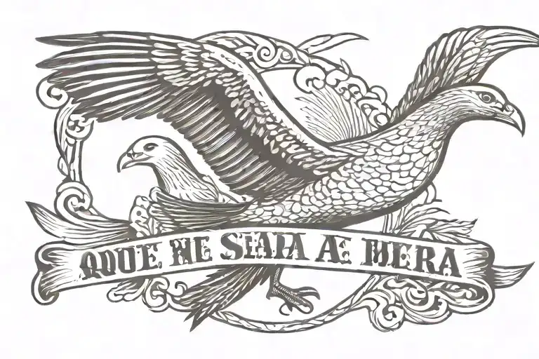 albatross with the words "que sera sera on the wings tattoo design idea